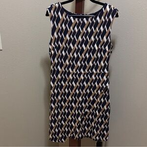 Ann Taylor Navy and Tan Patterned Mini Dress